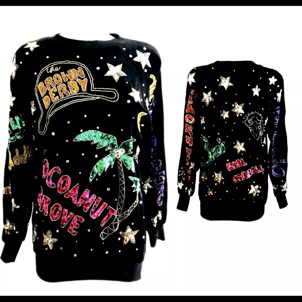 VTG Velvet Sequin Hollywood Nightclub Sweatshirt